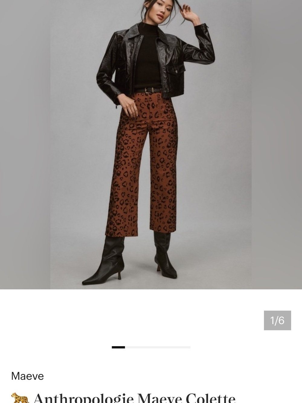 Anthropologie Colette Leopard-Print Wide-Leg Pants in Brown and Black